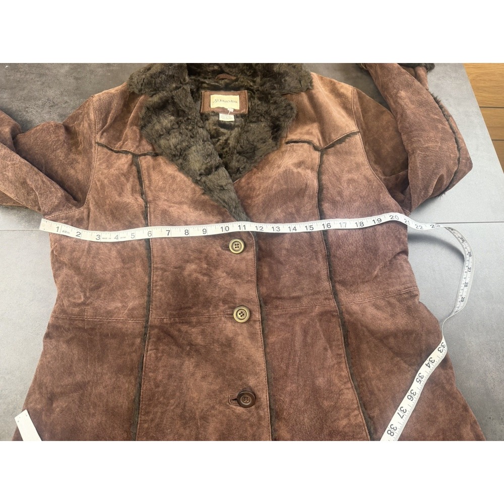 Y2K St.John's Bay Women's Large Brown Suede,Faux Sherling Coat/Jacket-CLEAN - Picture 4 of 10